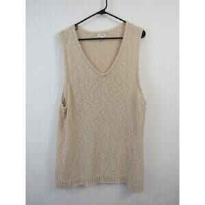 J.Crew 2X Women's V-Neck Beach Sweater-Tank in Natural Cream Oatmeal Plus Size